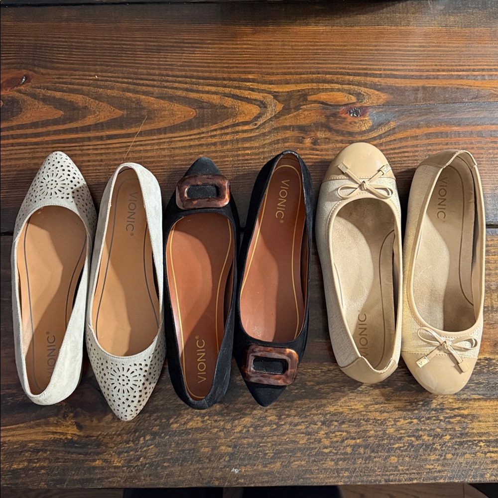 3 Pair Vionic Flats Women’s Size 8.5